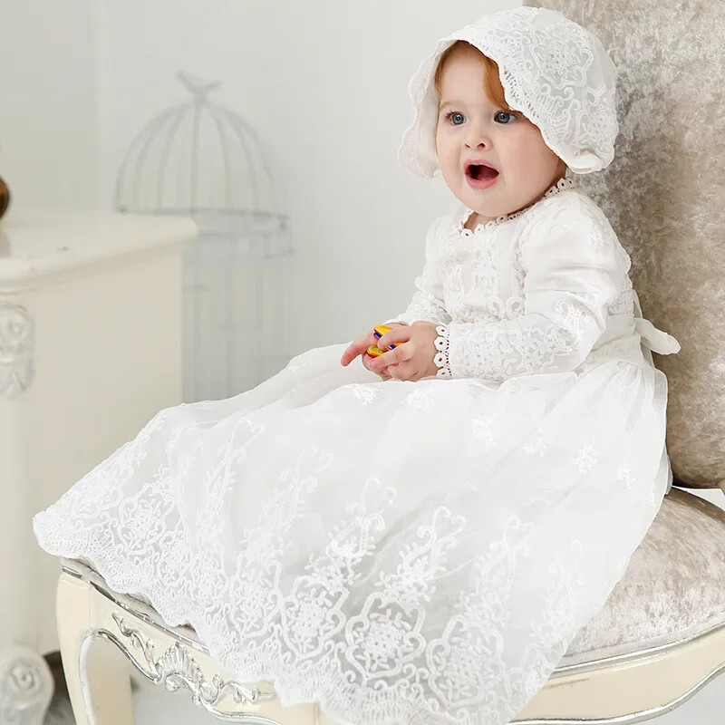 knee length dresses for ladies Snow White Long Sleeve Plus Size Toddler Girl’s Dress – Elizabeth Tulle Party Gown with Hand-Embroidered Pearls for Special Occasions 9-10y main image 0