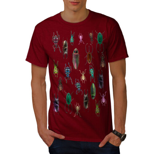 Wellcoda Colored Bugs Mens T-shirt, Pattern Graphic Design Printed Tee - Afbeelding 1 van 32