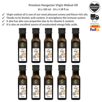 Hungarian Virgin Walnut Oil, Culinary Vegetable Oil with Vitamin E, 100ml x 10