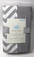 2 Pack Gray White Chevron Play Yard NIP Cloud Island Fitted Sheets 27" x 39"