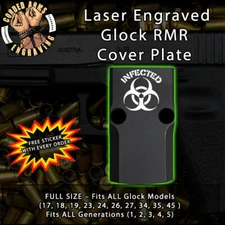 Biohazard Infected - Laser Engraved RMR Cover Plate for Glock 19 17 23
