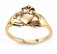 Elements 9 ct yellow gold Claddagh ring, size O1/2