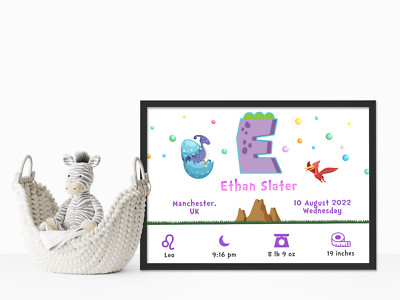Personalisierte Geburtsstatistik Baby Druck Schild, individuelle Geburtsanzeige Kinderzimmer Wand