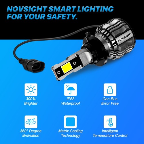 NOVSIGHT 72W 15000LM LED Headlight Bulbs Kit High Low Beam 6500k Super Bright - Picture 12 of 21