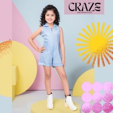 Holiday SALE  Blue Short Girls Jumpsuit. Ages 5 to 10. Party, Birthday,