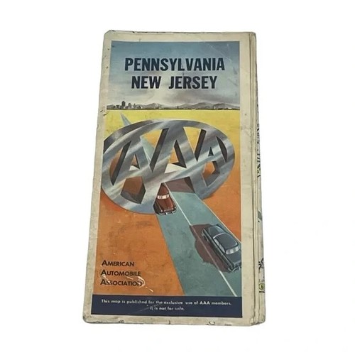 American Automobile Association AAA Pennsylvania New Jersey Vintage Map 1955-56