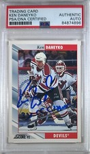 Ken Daneyko  auto insc 1992 #53 Score card PSA Encapsulated New Jersey Devils