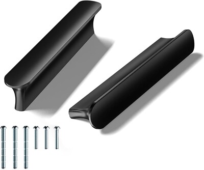 Pack of 10 Cobbe 3-3/4 in Hole Centers Kitchen Cabinet Handles Pulls Matte Black