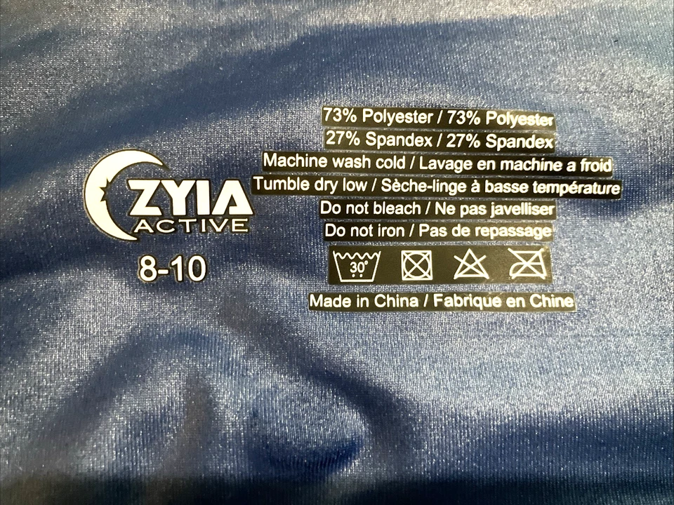 Leggings Capri Zyia Active Mujer 8-10 Azul Cuero Look Gimnasio Claro-N-Tite Brillante Foto 3 de 4