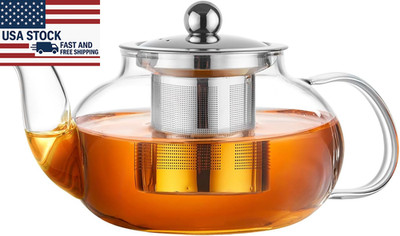 20oz Glass Teapot Tea Maker Removable Stainless Steel Infuser Loose Leaf
