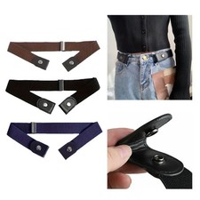 3Pc Men Women Elastic Buckle-free Invisible Waist Belt No Bulge Hassle for Jeans