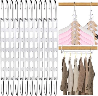 12 Pack Space Saving Hangers Clothes Collapsible Metal Hangers Organizer Clothes