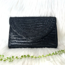 Borsa pochette Yves Saint Laurent borsa in pelle intrecciata nera vintage YSL