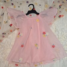 Cat  Jack Pink Floral Embroidered A-Line Dress Girls Size 2T Short Sleeve