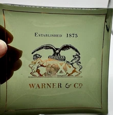 Vintage Warner & Co Glass Ashtray Gold Logo Barware Established 1875