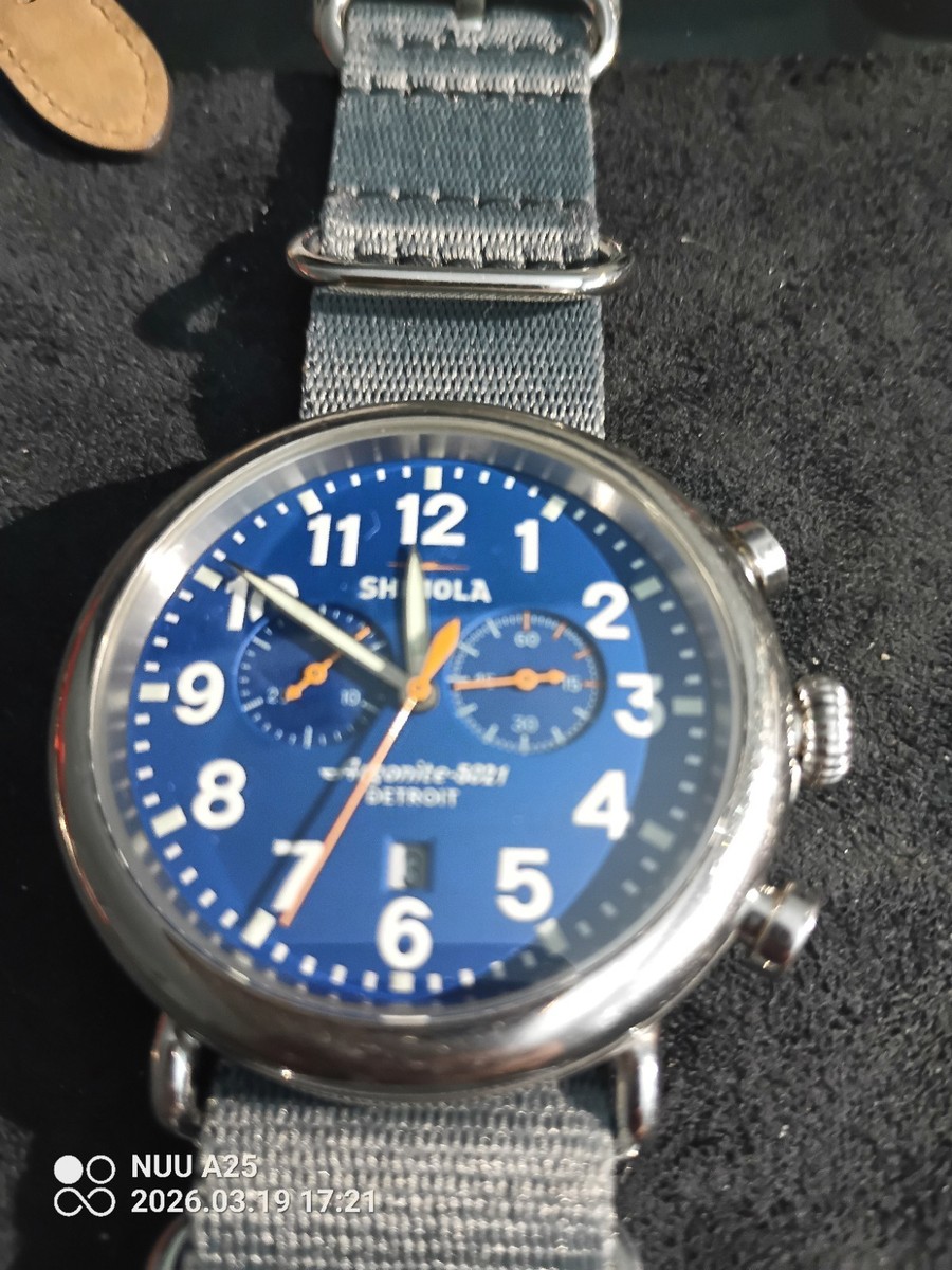 Shinola Runwell Detroit Blue Dial Chronograph Quartz Gray Nylon