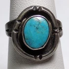 Vintage Mid Century Navajo Native Sterling Silver Shadowbox Turquoise Ring