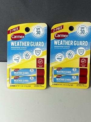 2 x Carmex Weather Guard Moisturizing Lip Balm 2 Sticks Pack SPF30 Cocoa Butter