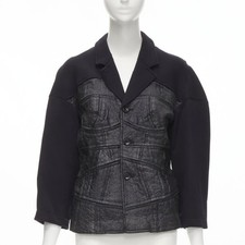 vintage Runway COMME DES GARCONS '90 black patchwork scuba blazer jacket S