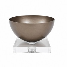 Metallschale mit Kristallfu&szlig; dekorativ Obstschale edel f&uuml;r Wohnzimmer