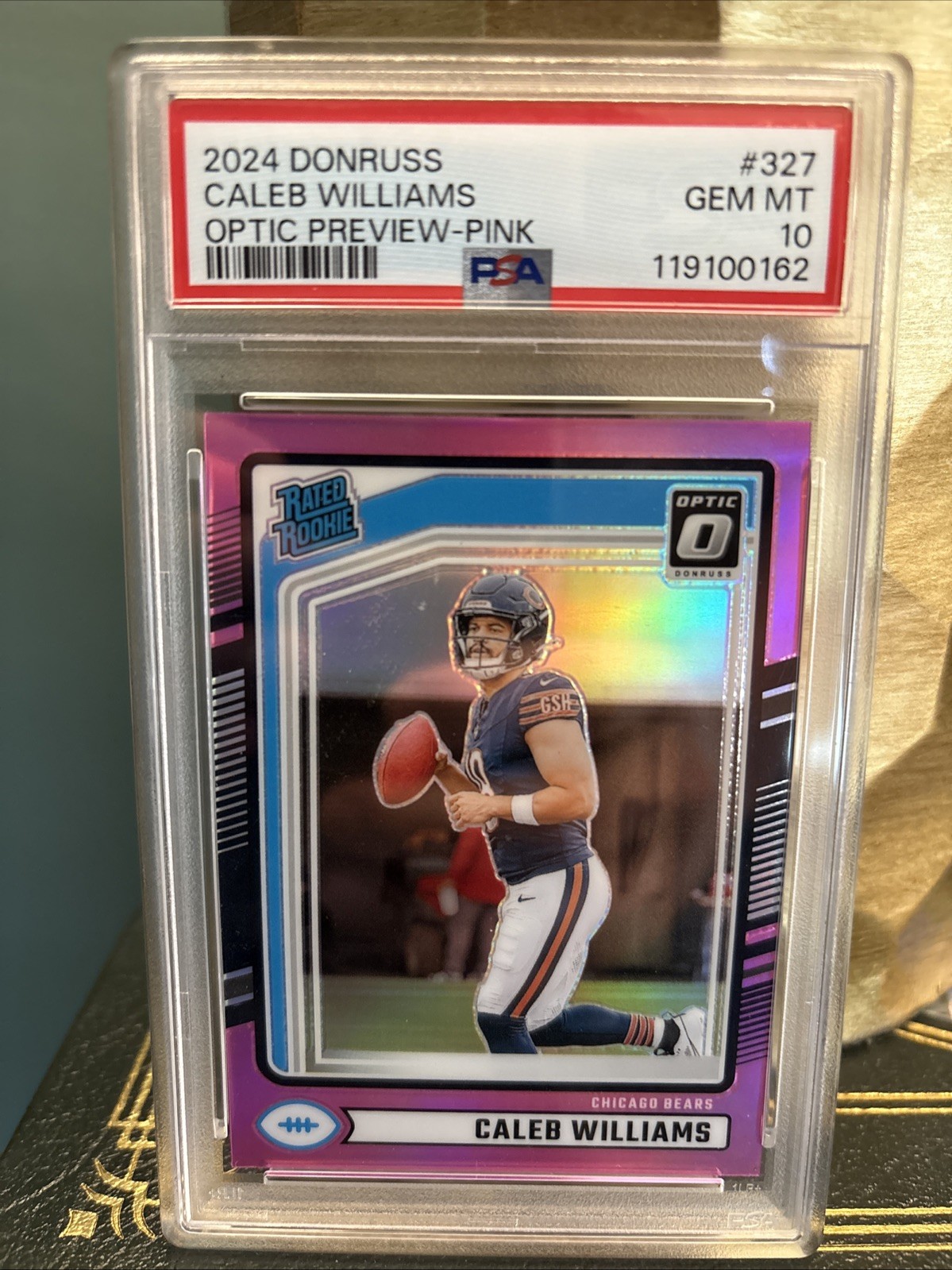 2024 Panini Donruss Caleb Williams Optic Rated Rookie Pink Preview Bears PSA 10