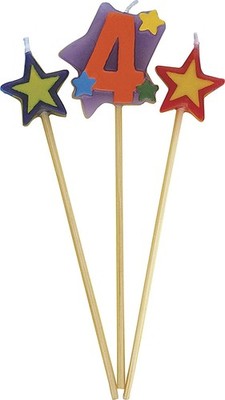 Unique Party 34044 - Number 4 Star Birthday Candles Set of 3