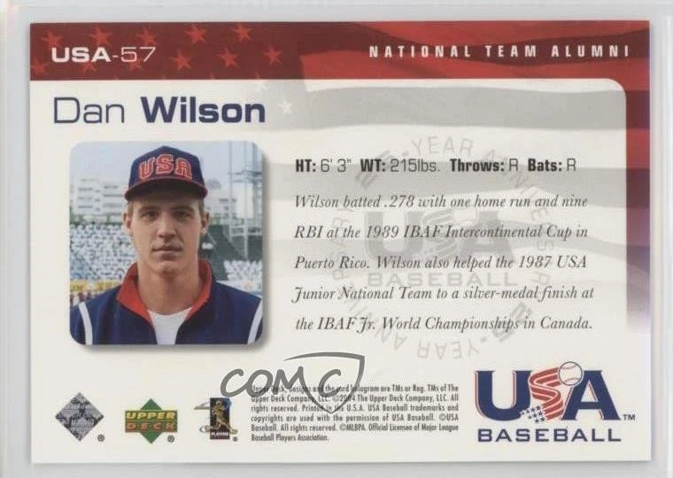 2004 Upper Deck USA Baseball 25-Year Anniversary Dan Wilson #USA-57 - Image 2 of 2