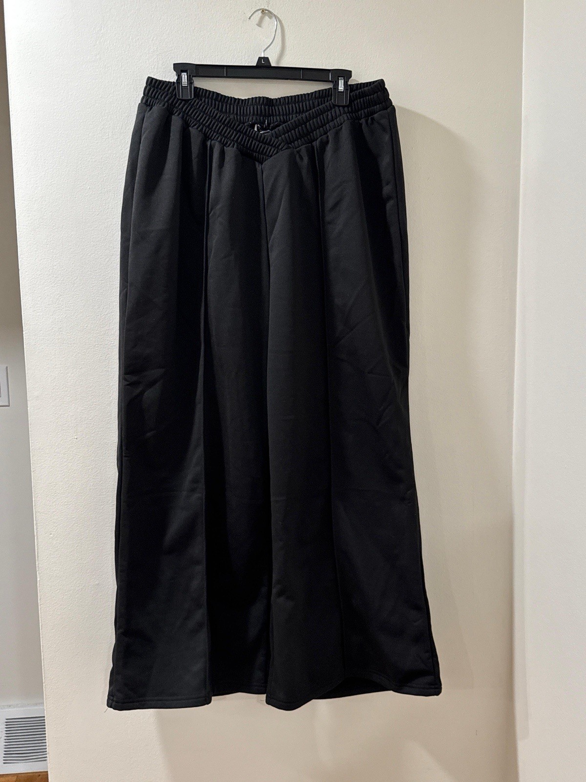 Shein Curve Black Wide Leg Pants Womens Sz 2XL Pull On Elastic Waist