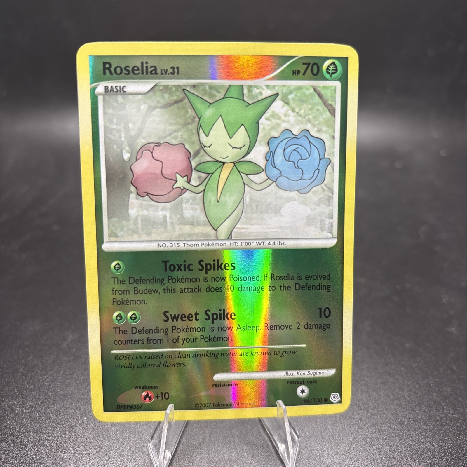 Roselia 96/130 Vintage Pokémon Card Diamond and Pearl Reverse Holo NM -j