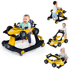 4-In-1 Baby Walker, Foldable Activity Walker with Adjustable Height Speed, Mus