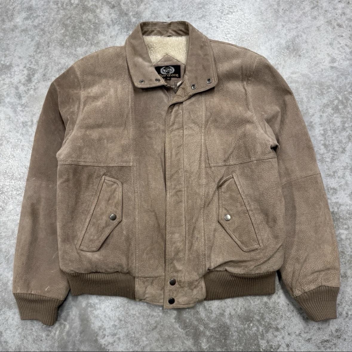 Vintage Aberdeen Jacket Mens 44 Brown Pigskin Suede Bomber Sherpa Lined 90s