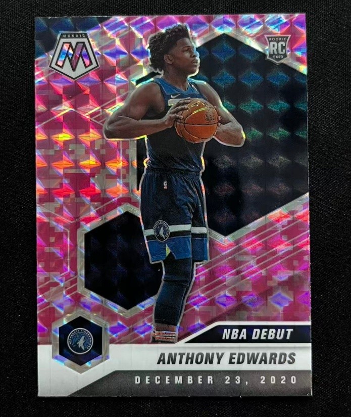 Anthony Edwards 2020-21 Panini Mosaic NBA Debut Pink Camo Prizm RC #261