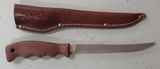 BUCK #123 FISHING/FILLET KNIFE Rubber Grip And Leather Sheath