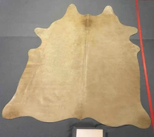 ACTUAL PICTURE Small Real Cowhide Rug Solid Dark Beige - Size 5X5-6'