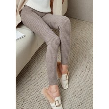 Merino Wool Leggings Women's High Waist Thick Winter Knitted Ankle Length Fit