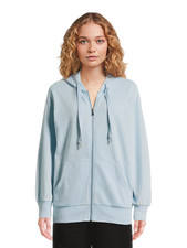 No Boundaries Juniors and Juniors Mineral Washed Zip Hoodie, Size L Blue --B5--