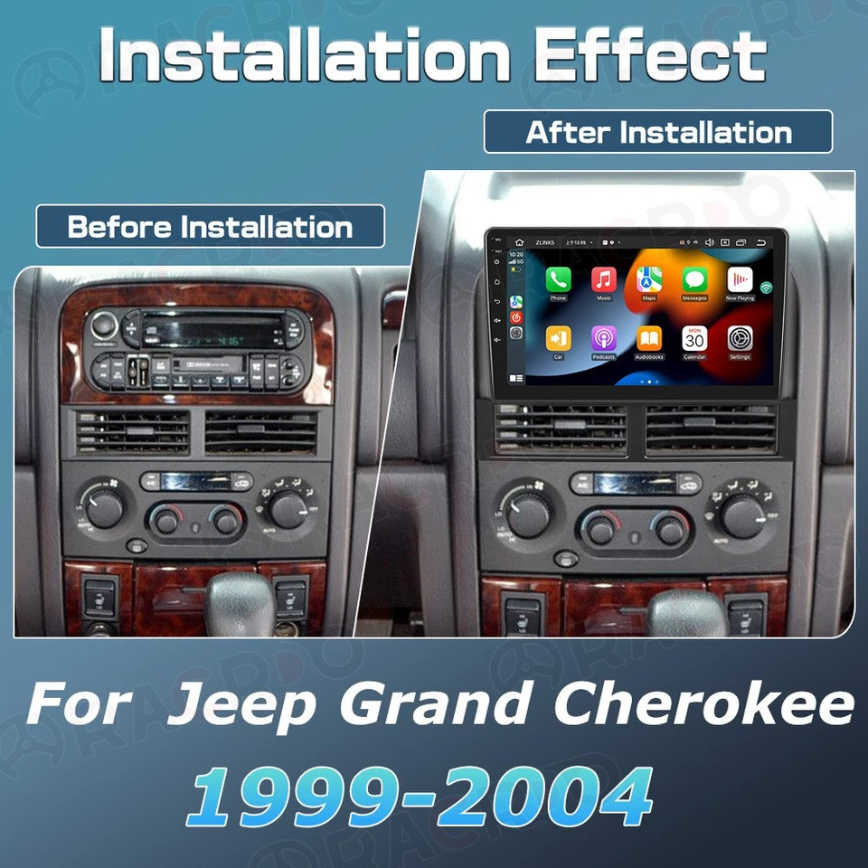 适用于吉普大切诺基 WJ/WG 1999 - 2004 9 英寸 Android 15 汽车立体声收音机 GPS 64GB — 第 3/4 张图片