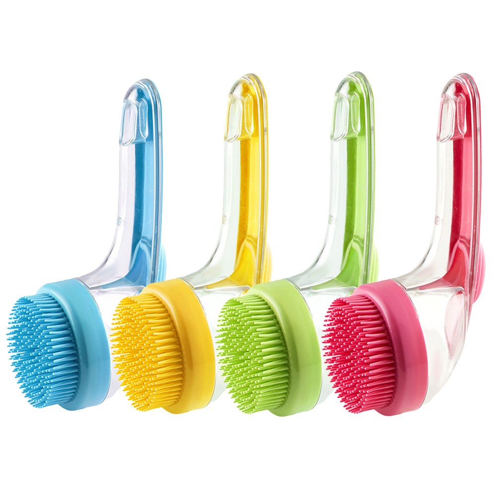Long Handle 2-in-1 Pet Bath Brush with Shampoo Bubble Maker