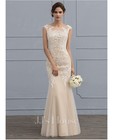 Trumpet Mermaid Scoop Floor Length Tulle Lace Wedding Dress  Ivory Colour