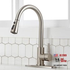 Kitchen Faucets, Kitchen Sink Faucet with Pull Down Brushed Nickel Modern