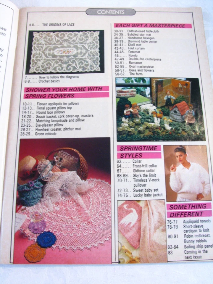 Magic Crochet Magazine No. 46 Feb 1987 Doilies Baby Pillows Spring Patterns - Image 3 of 4