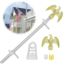  6FT Flag Pole for Outside House, 3/4 inch Diameter Aluminum Flag Pole Silver