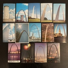 (28) St Louis Missouri MO Gateway Arch Sunset Postcard Skyline Vintage