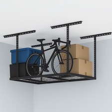 Overhead Adjustable Heavy Duty Metal Garage Ceiling Storage Shelves Black/White