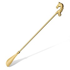YACSNBF Shoe Horn Long Handle Brass Metal 24 inch Horse Head general, Gold