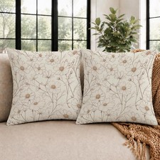 Floral Throw Pillow Covers Set of 2 18"x18" Peony Rose Decorative Pillowcase