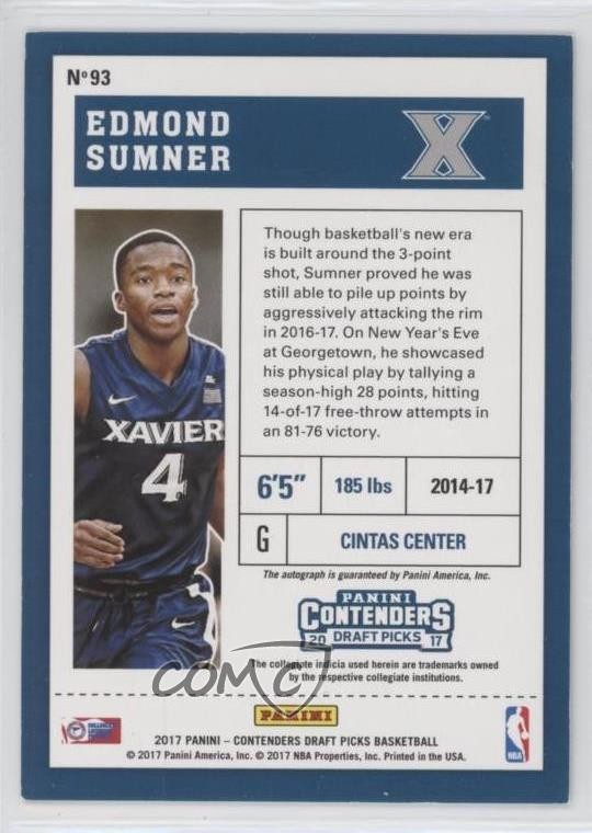 2017 Contenders Draft Picks College Ticket /99 Edmond Sumner Rookie Auto RC 0c2