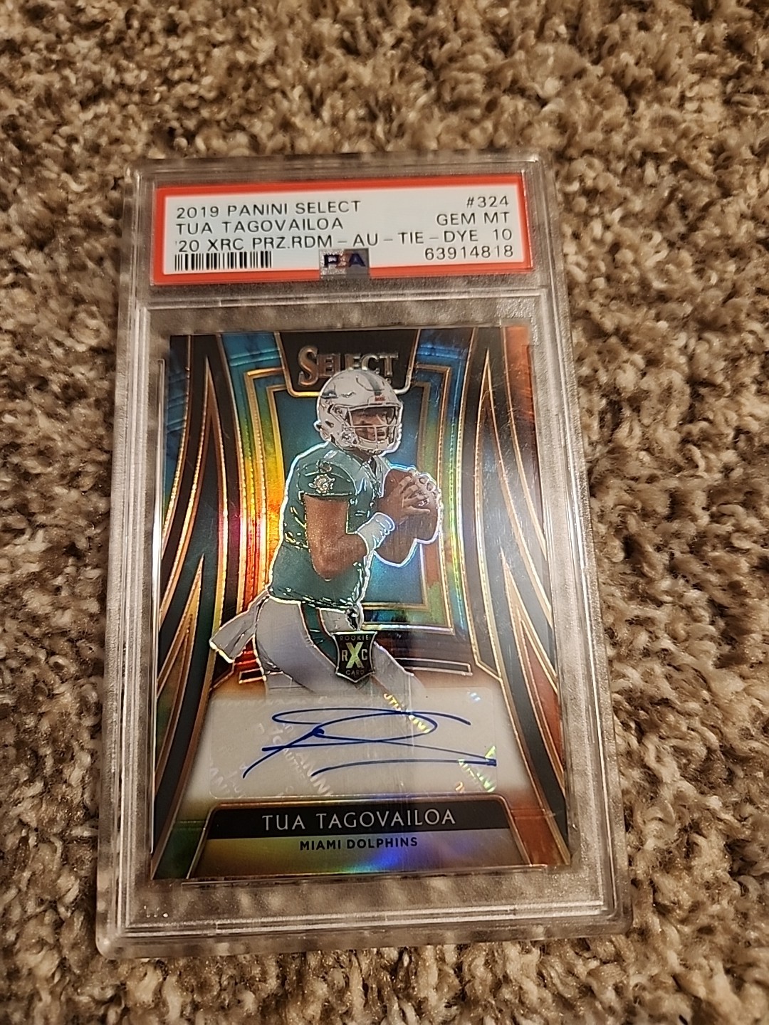 2019 Panini Select Tua Tagovailoa XRC Tie Dye Auto /25 Rookie RC PSA 10 Dolphins