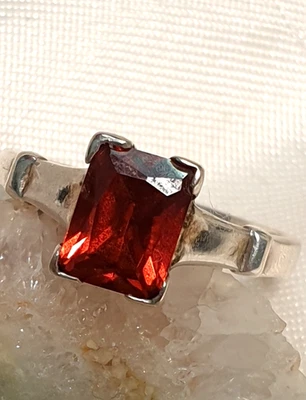 925 Silber Ring mit Mosambik Granat Baguette RG 55/17,6 mm - Bild 1 von 4