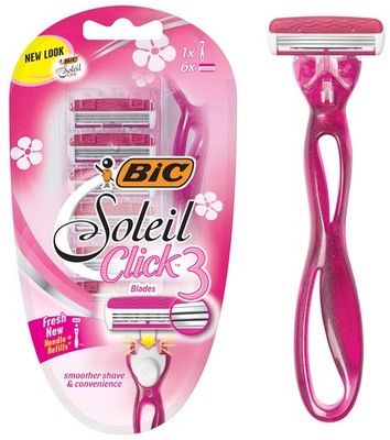 BIC Simply Soleil Click 7 Piece Shaving Set 3 Blade Razor with Moisture Strip